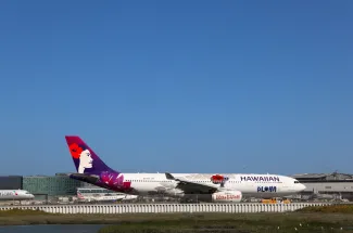 Hawaiian Airlines Airbus A330 in Lilo and Stitch livery