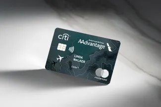 Citi AAdvantage Globe Mastercard credit card with American Airlines logo, displayed on a clean background.